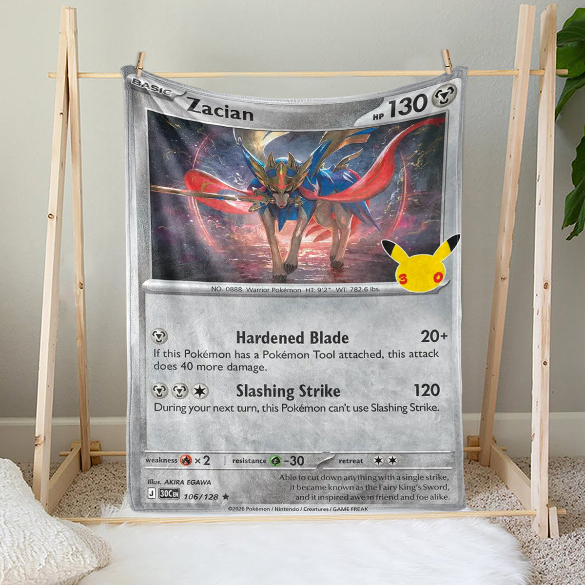 PKM 30th Anniversary Zacian Custom Fleece Blanket