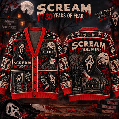 Halloween Scream 30th Anniversary Ugly Cardigan