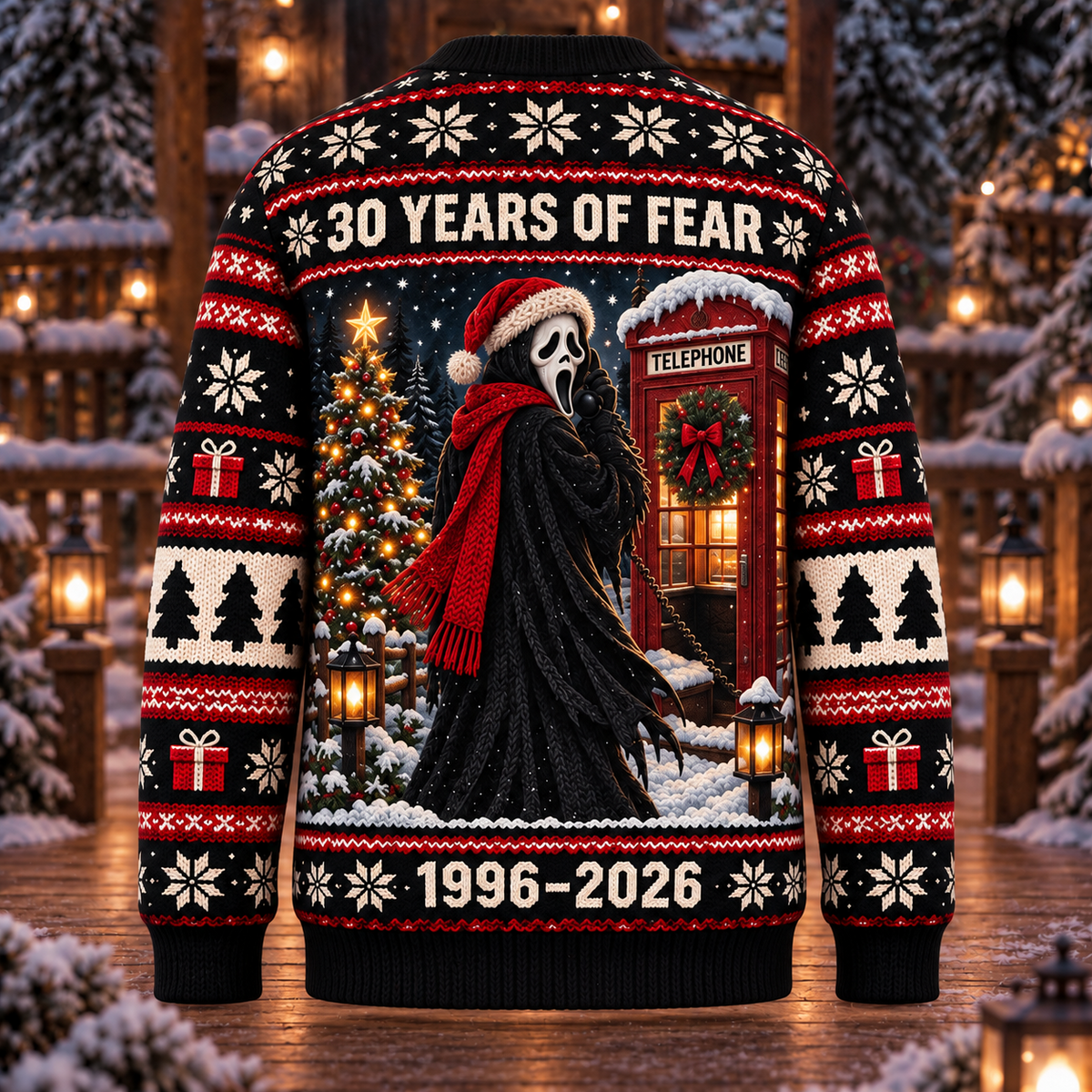 Christmas Scream 30th Anniversary Knit-Effect Ugly Christmas Sweatshirt