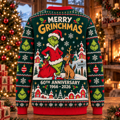 Christmas 60th Anniversary Knit-Effect Ugly Christmas Sweatshirt