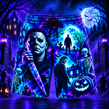 Halloween Neon Michael Myers AOP Hawaiian Shirt & Shorts