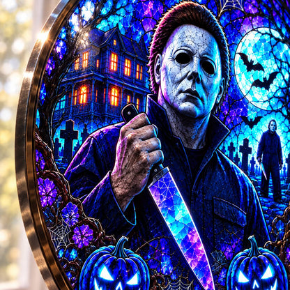 Halloween Neon Michael Myers Glass Suncatcher