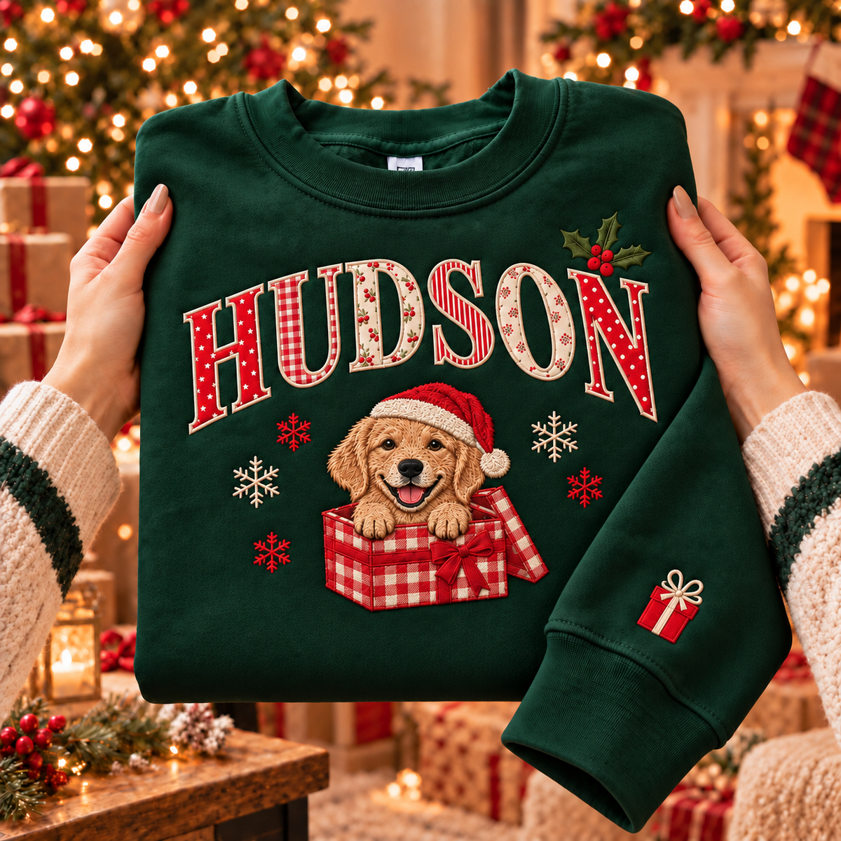Personalized Christmas Dog Photo & Name Sweatshirt