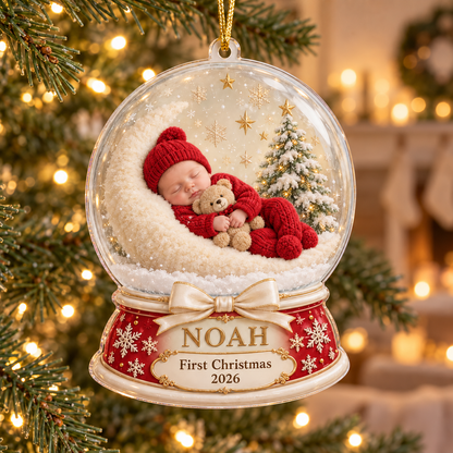 Personalized Custom Baby 1st Christmas Acrylic Ornament – Custom Name Holiday Gift