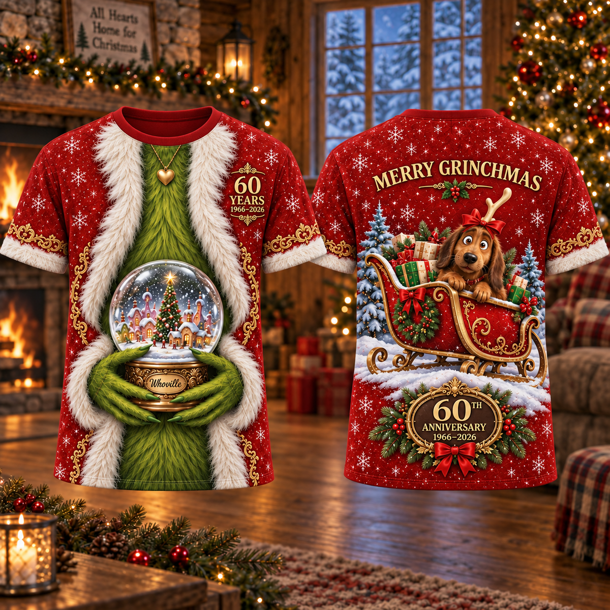Christmas 60th Anniversary AOP T-Shirt Sweatshirt Hoodie