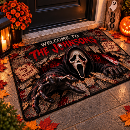 Halloween Scream Custom Family Name AOP Doormat
