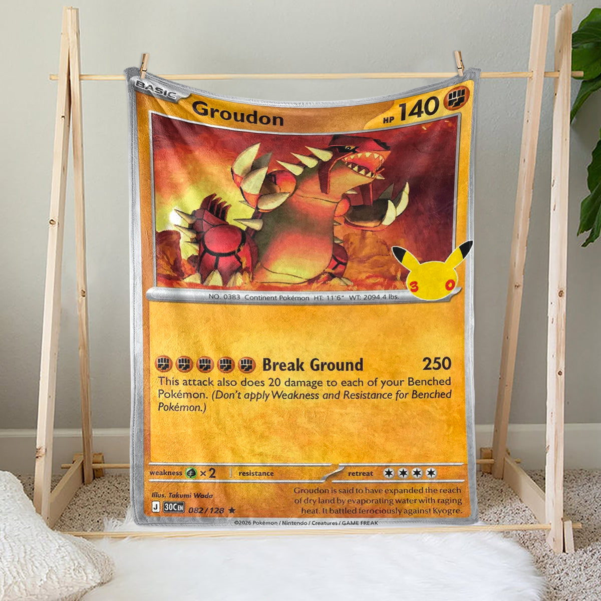 PKM 30th Anniversary Groudon Custom Fleece Blanket