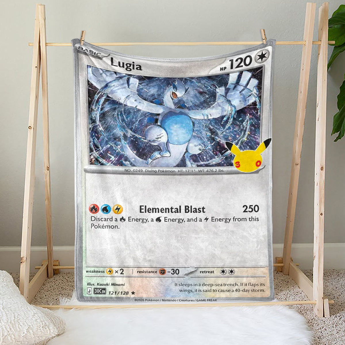 PKM 30th Anniversary Lugia Custom Fleece Blanket