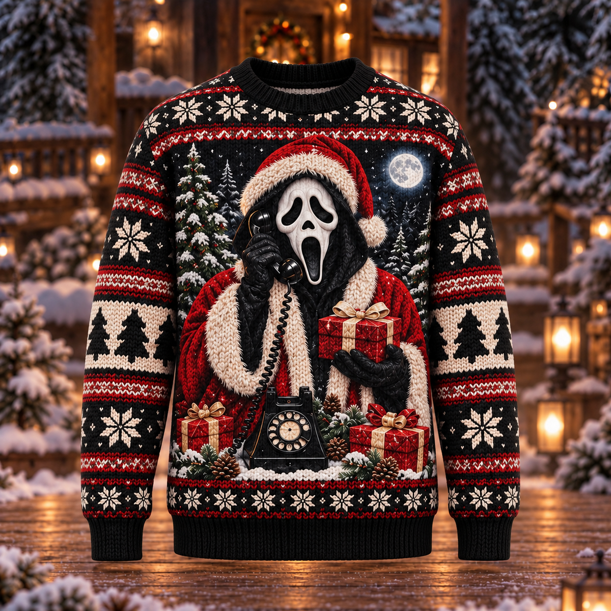 Scream 30th Anniversary Knit-Effect Ugly Christmas Sweatshirt