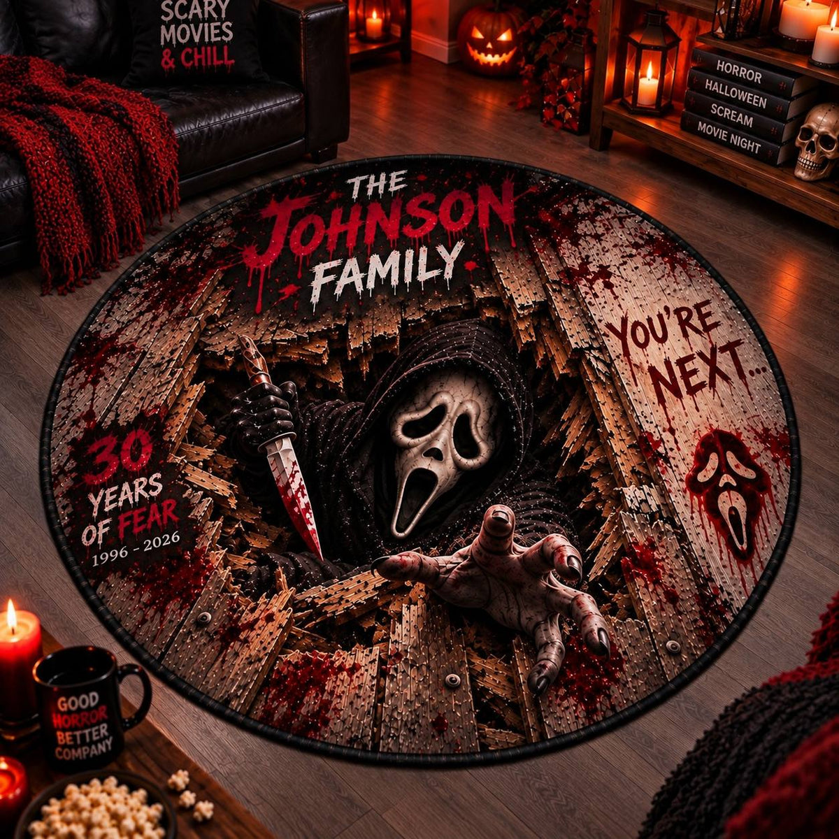 Halloween Scream Custom Family Name Floor Mat