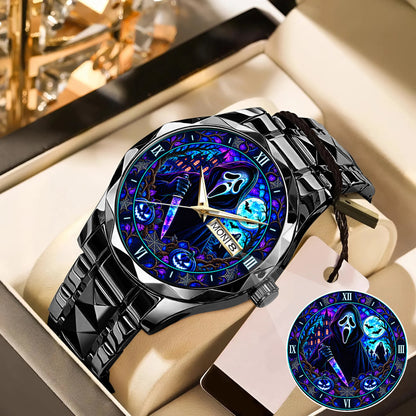 Halloween Neon Ghost Face Custom Watch