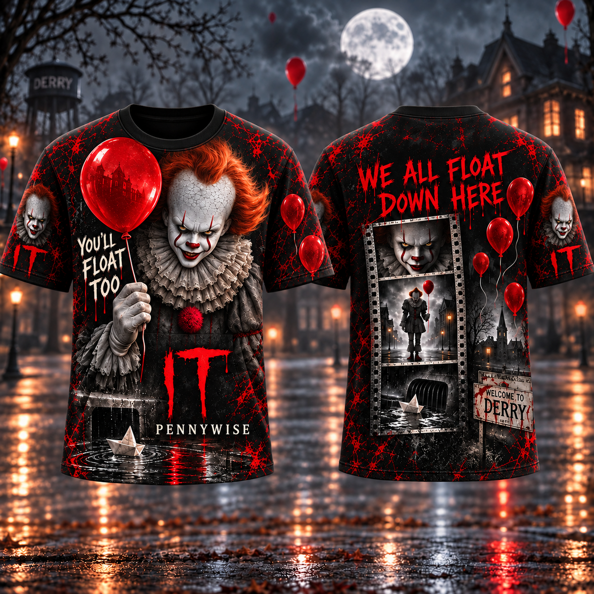 Halloween Pennywise AOP T-Shirt Sweatshirt Hoodie