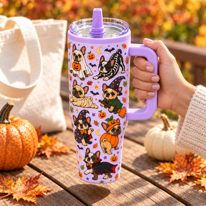 Halloween Custom Dog Breed Spooky Season 40oz Suction Cup Tumbler