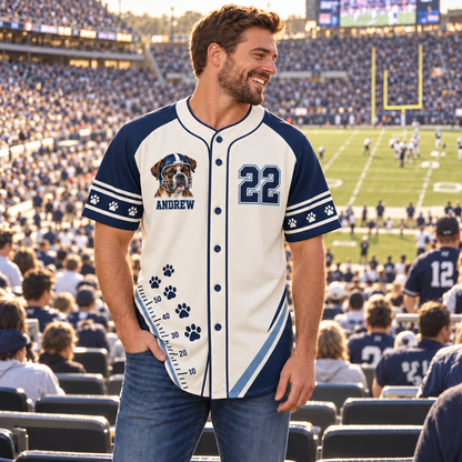 Personalized Pet Photo Football Jersey – Custom Name, Number & Team Colors