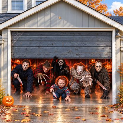 Halloween Horror Movie Garage Door Cover
