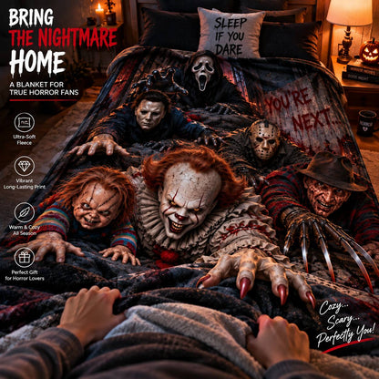 Halloween Horror Movie Characters Custom Fleece Blanket