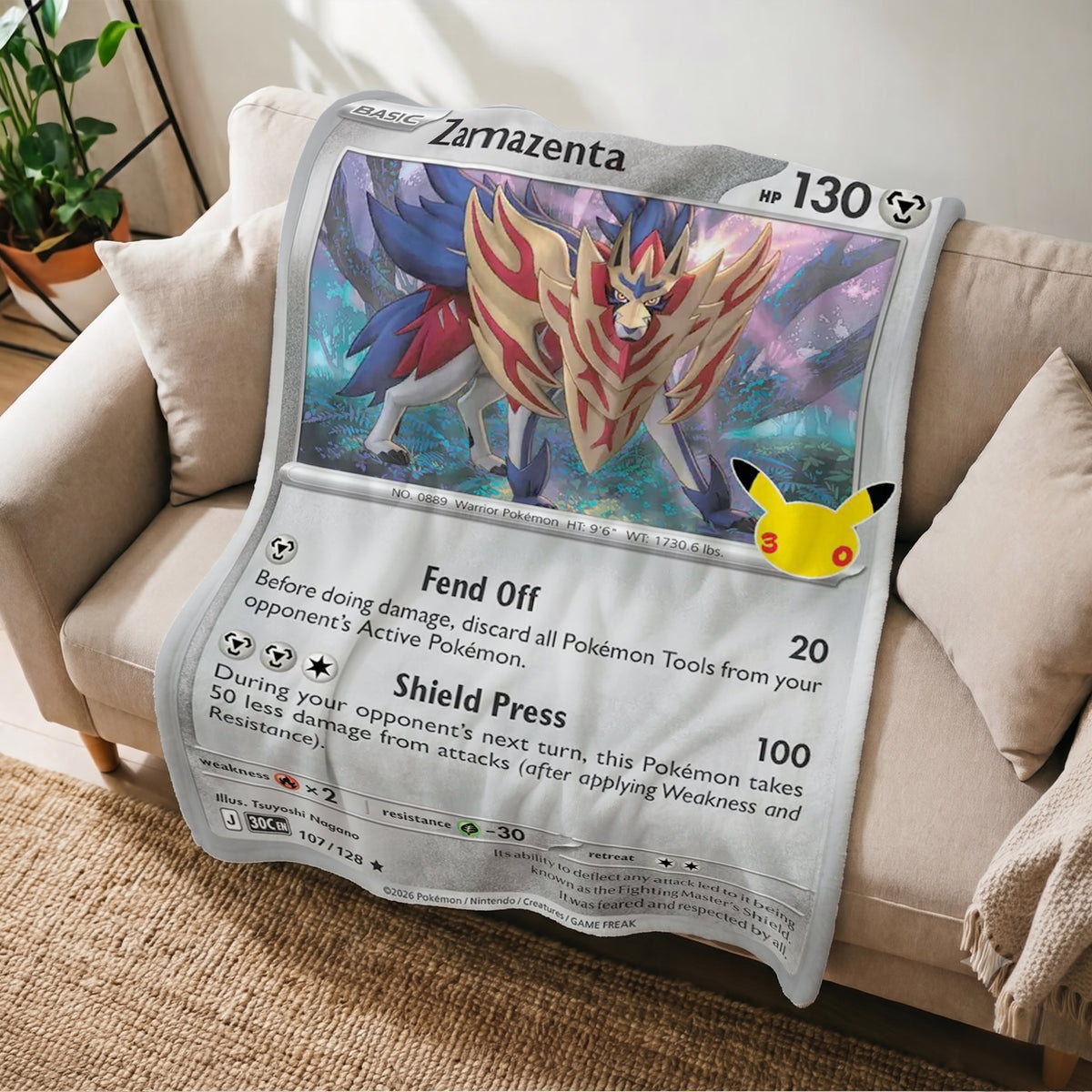 PKM 30th Anniversary Zamazenta Custom Fleece Blanket