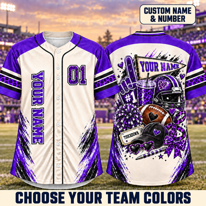 Personalized Football Bow Jersey – Custom Name, Number & Team Colors