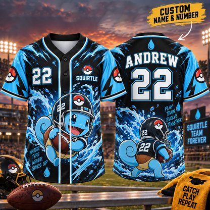 Personalized PKM Squirle Football Jersey – Custom Number & Name