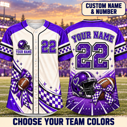 Personalized Football Bow Jersey – Custom Name, Number & Team Colors