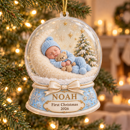 Personalized Custom Baby 1st Christmas Acrylic Ornament – Custom Name Holiday Gift