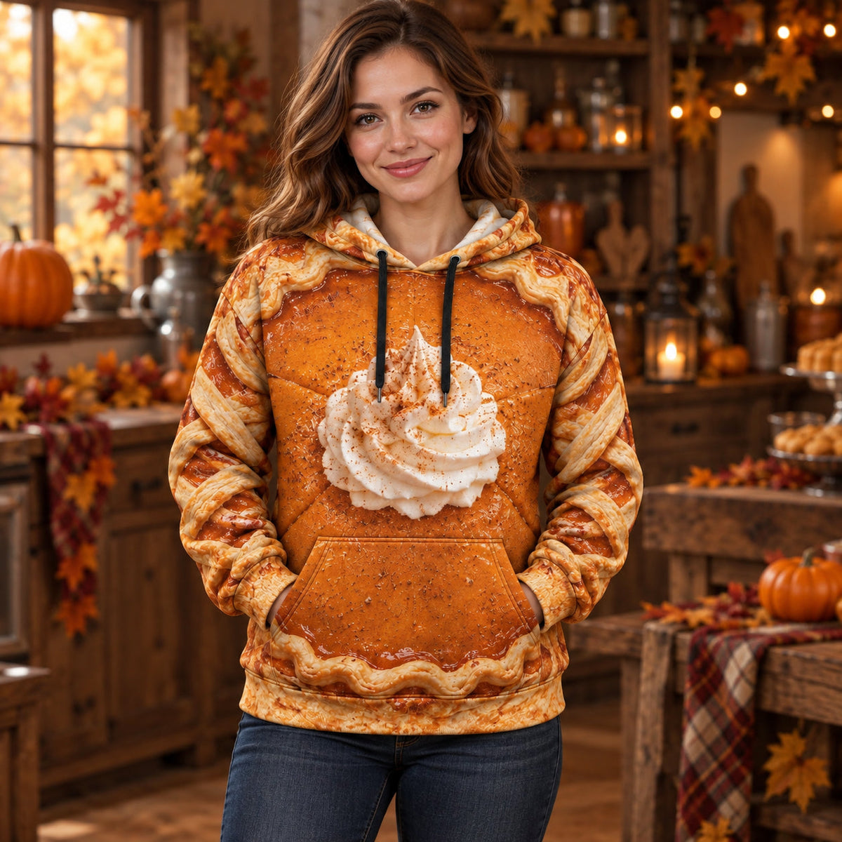 Pumpkin Pie 3D Illusion AOP T-Shirt Sweatshirt Hoodie