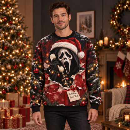 Personalized Your Name Christmas Scream AOP T-Shirt Sweatshirt Hoodie