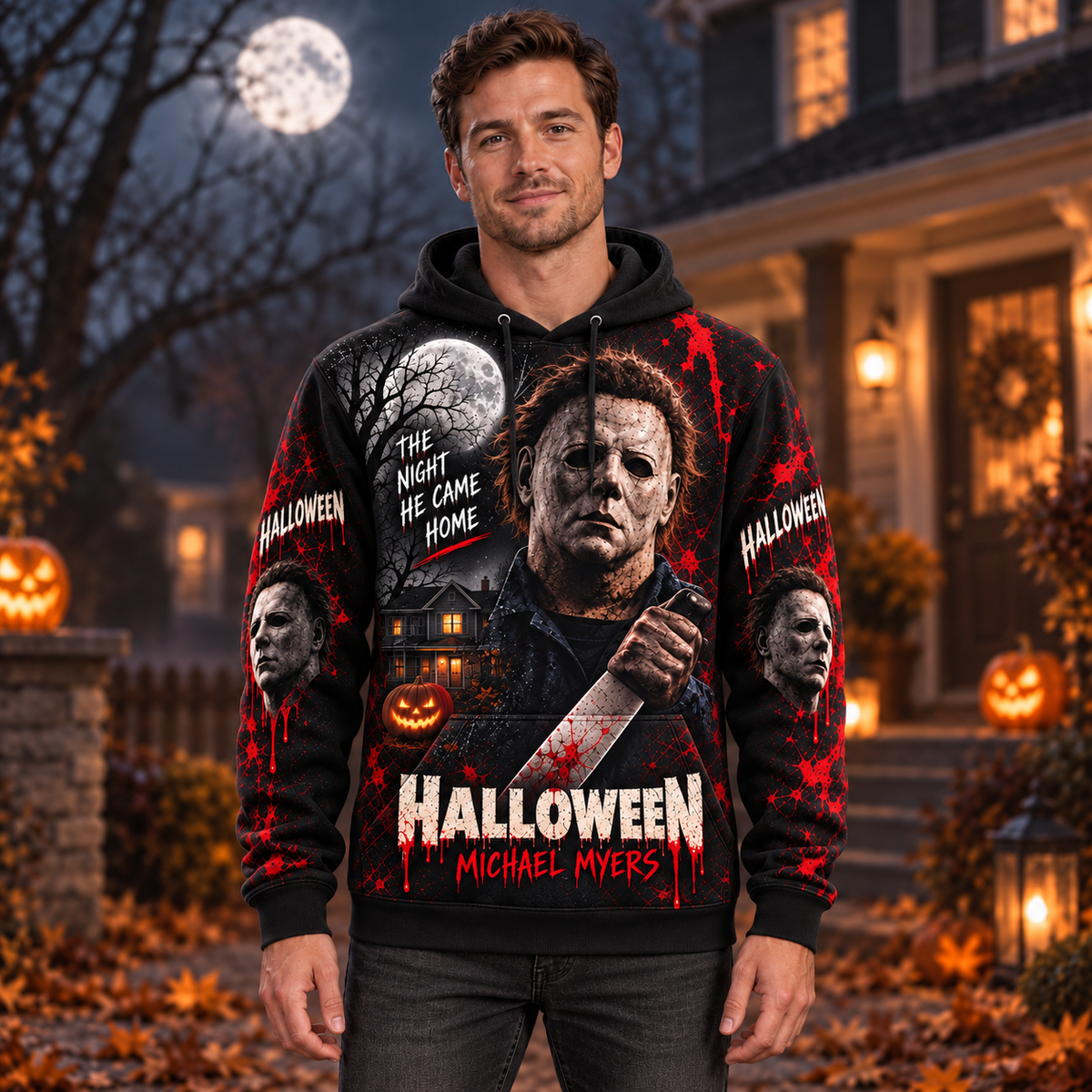 Halloween Michael Myers AOP T-Shirt Sweatshirt Hoodie