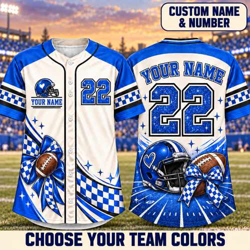 Personalized Football Bow Jersey – Custom Name, Number & Team Colors