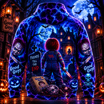 Halloween Neon Chucky AOP T-Shirt Sweatshirt Hoodie
