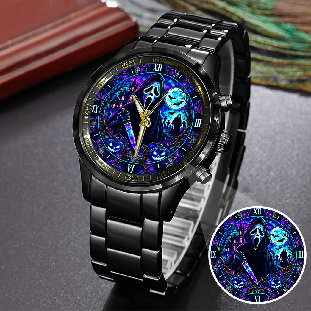 Halloween Neon Ghost Face Custom Watch