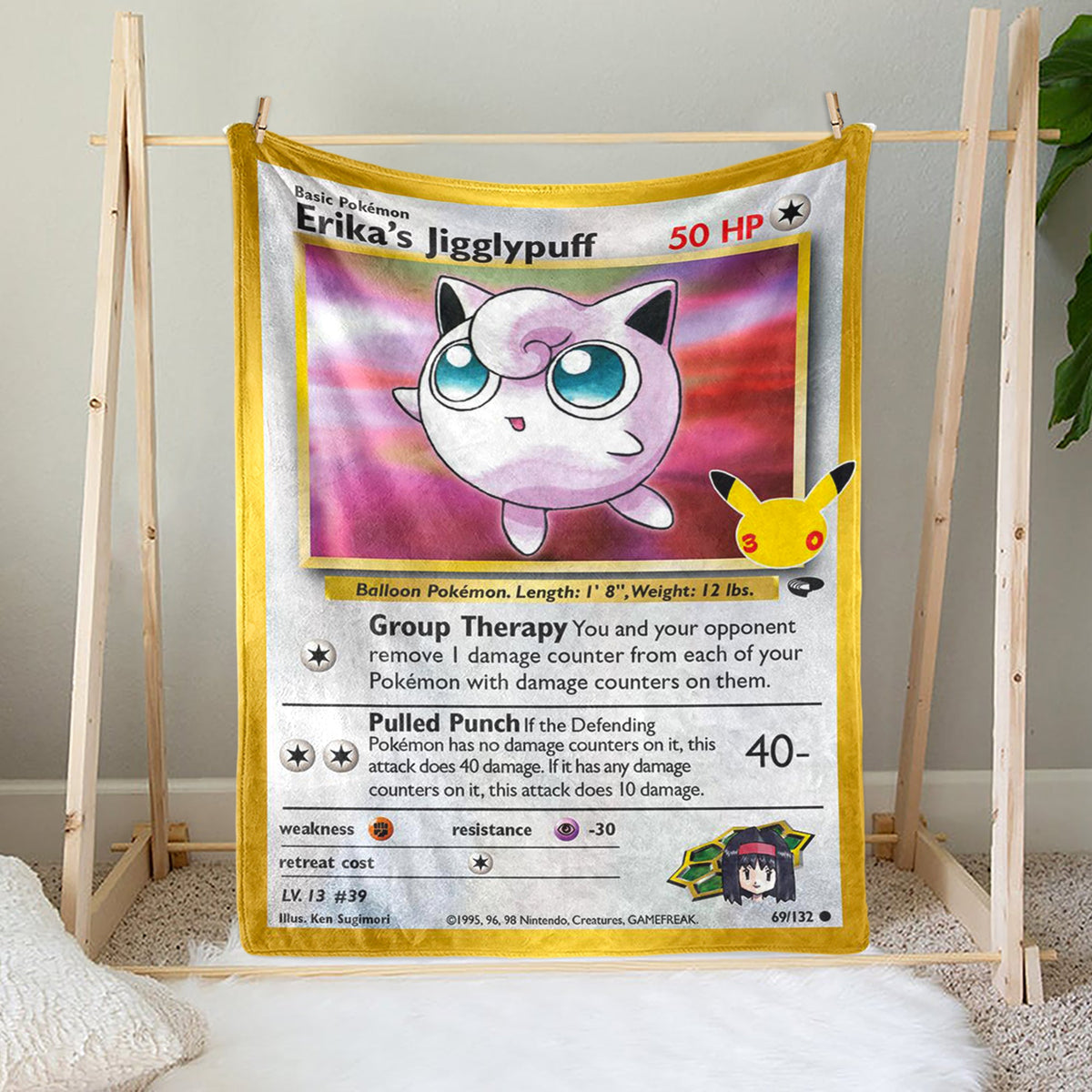 PKM Erika's Jigglypuff 30th Celebration Fleece Blanket