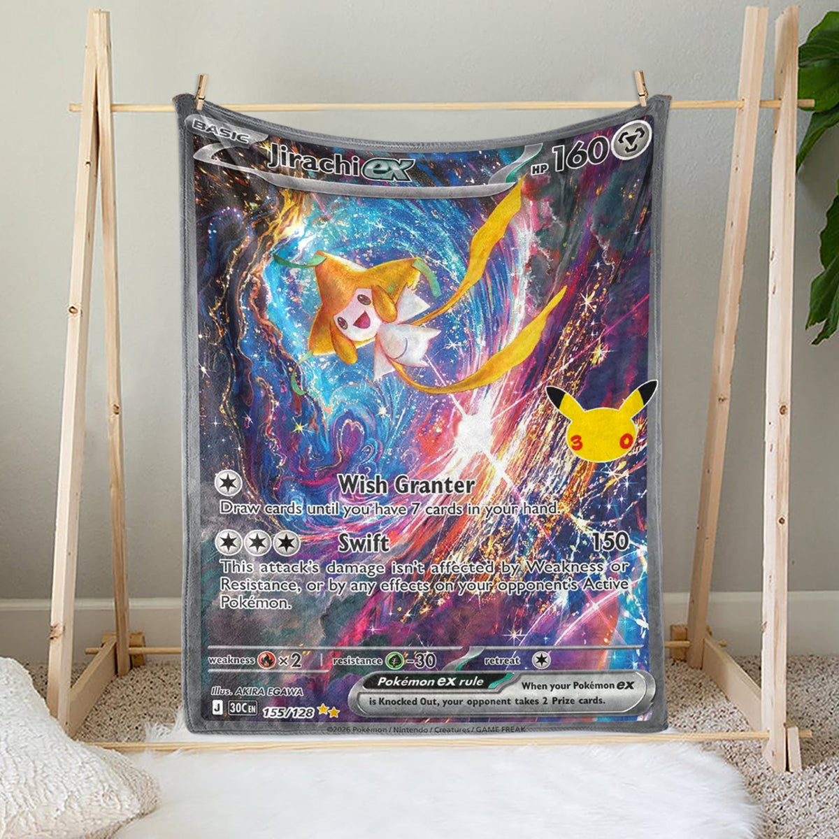 PKM 155/128 Jirachi Ex 30th Celebration Fleece Blanket