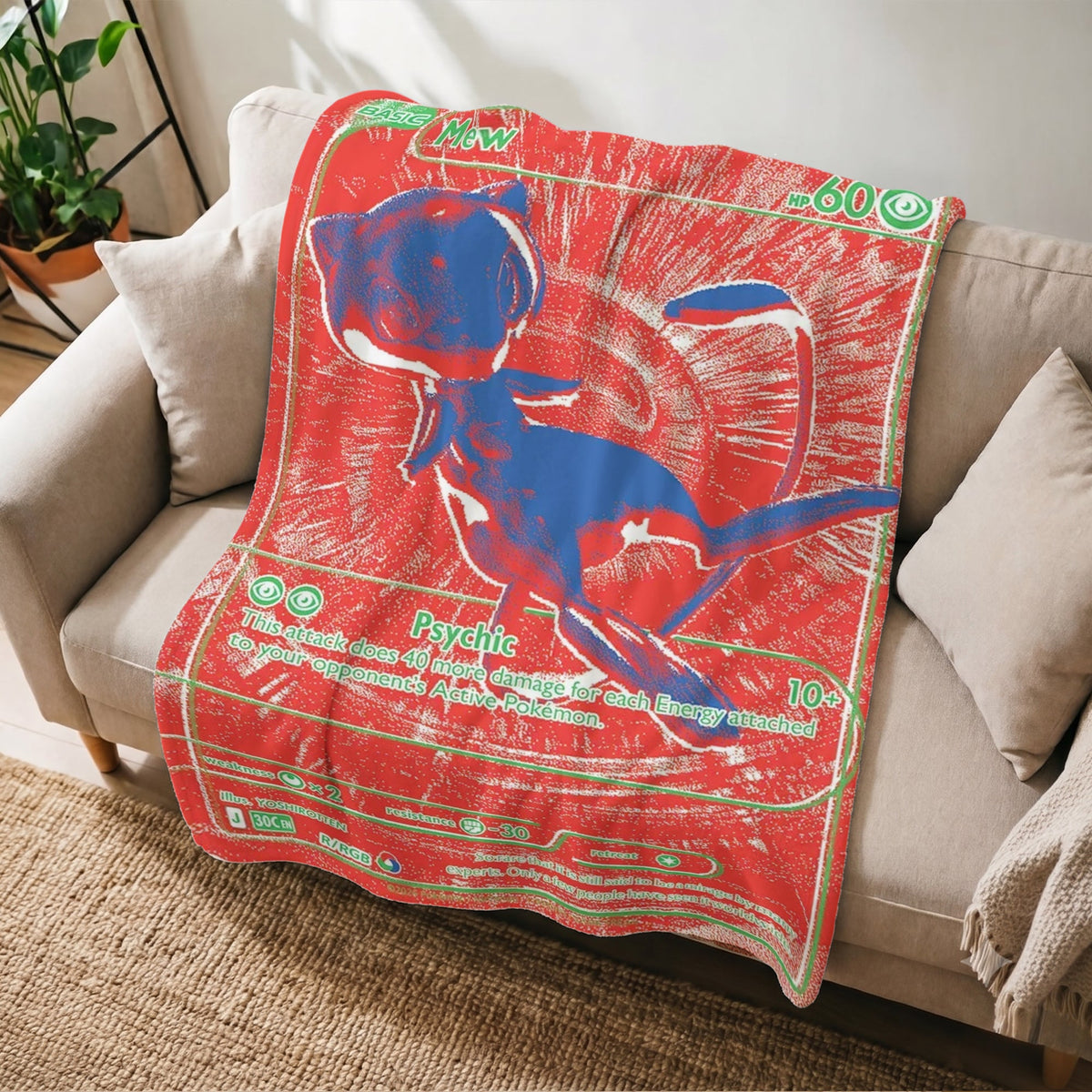PKM Mew 30th Anniversary Custom Fleece Blanket