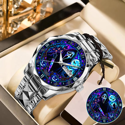 Halloween Neon Ghost Face Custom Watch