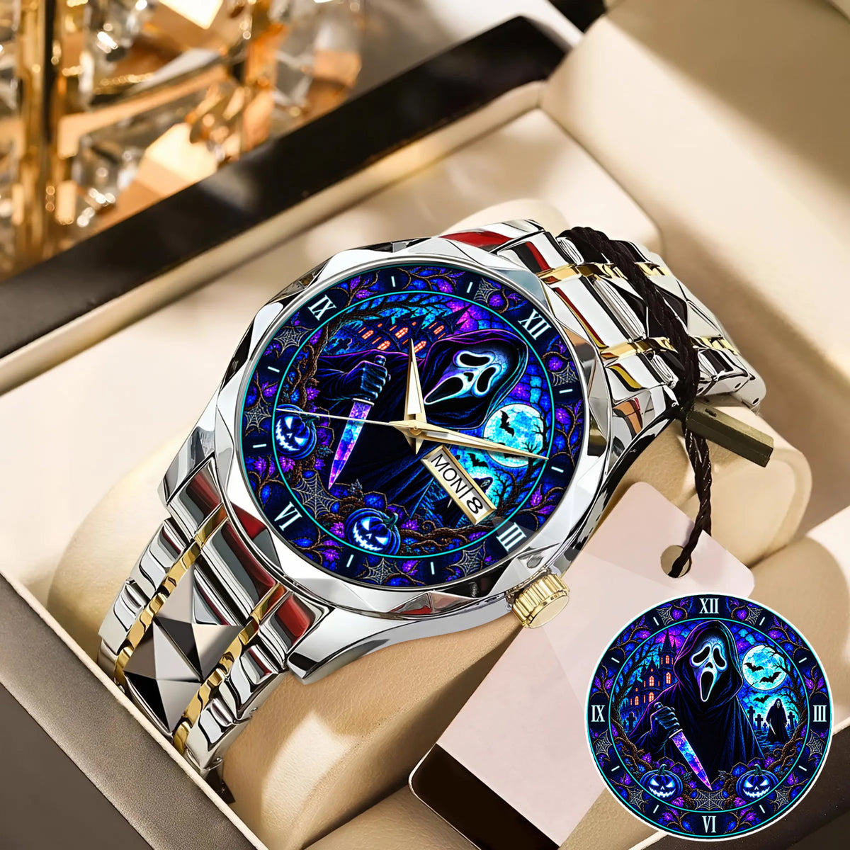Halloween Neon Ghost Face Custom Watch