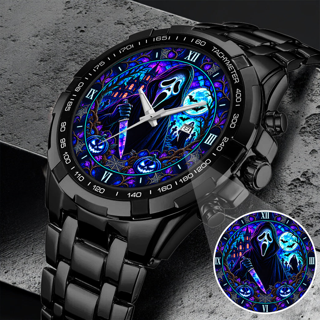 Halloween Neon Ghost Face Custom Watch