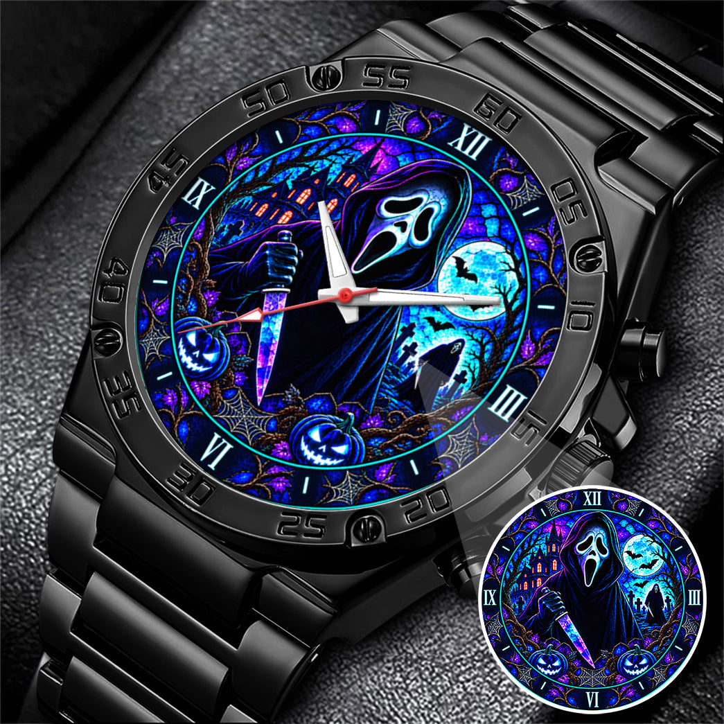 Halloween Neon Ghost Face Custom Watch