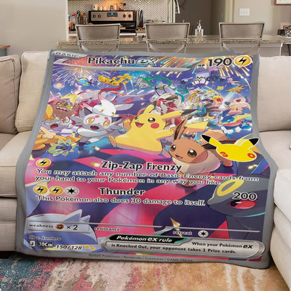PKM 150/128 Pikachu Ex 30th Celebration Fleece Blanket