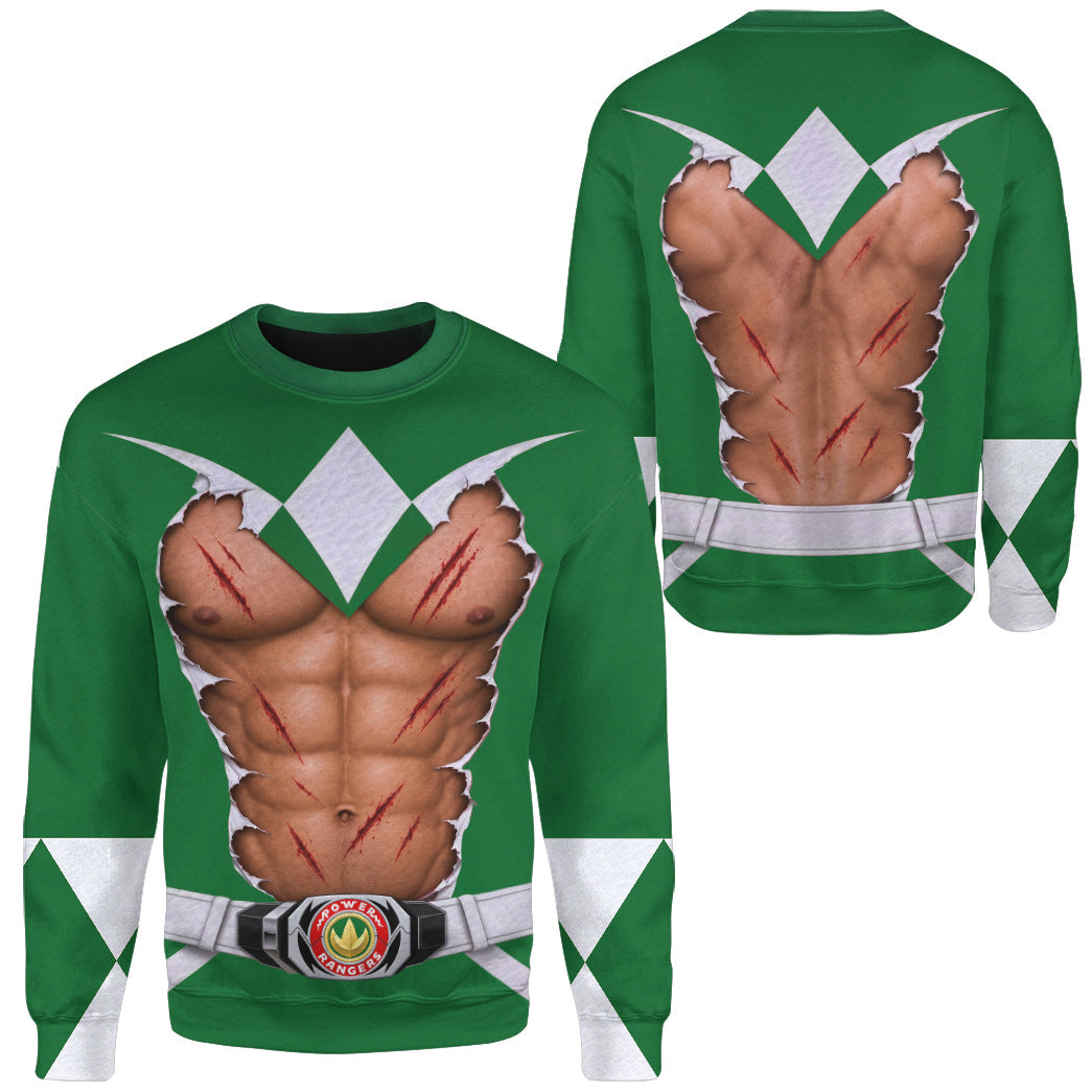Mighty Morphin Power Rangers Green Ranger Six-Pack Abs T-Shirt Sweatshirt Hoodie Sweatpants