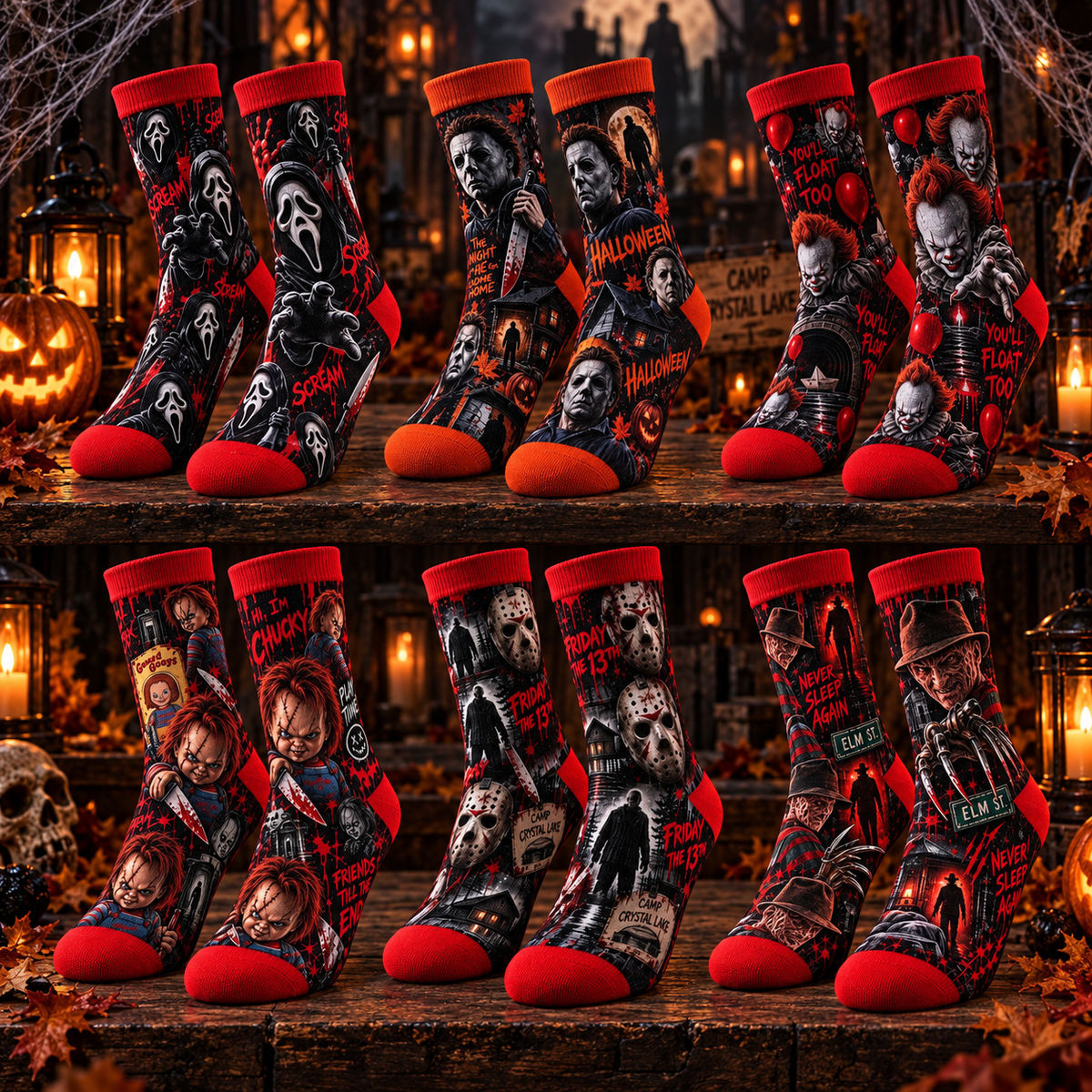 Halloween Horror Movie Characters Socks