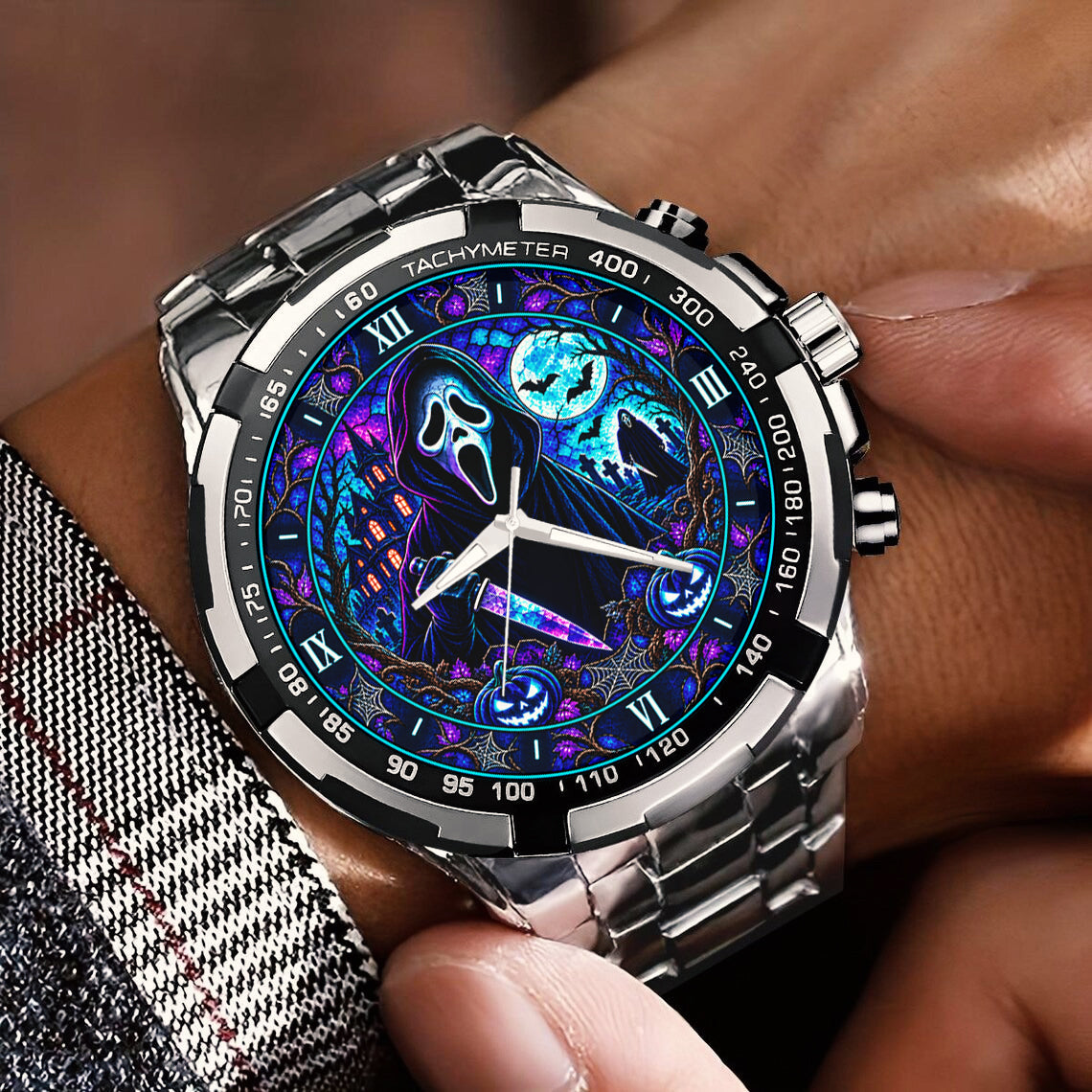 Halloween Neon Ghost Face Custom Watch