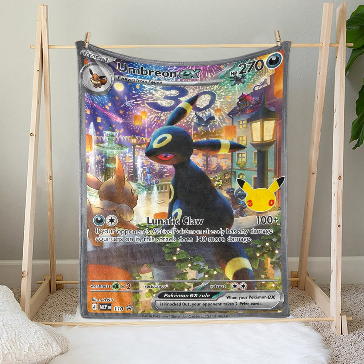 PKM Umbreon Ex 30th Anniversary Custom Fleece Blanket