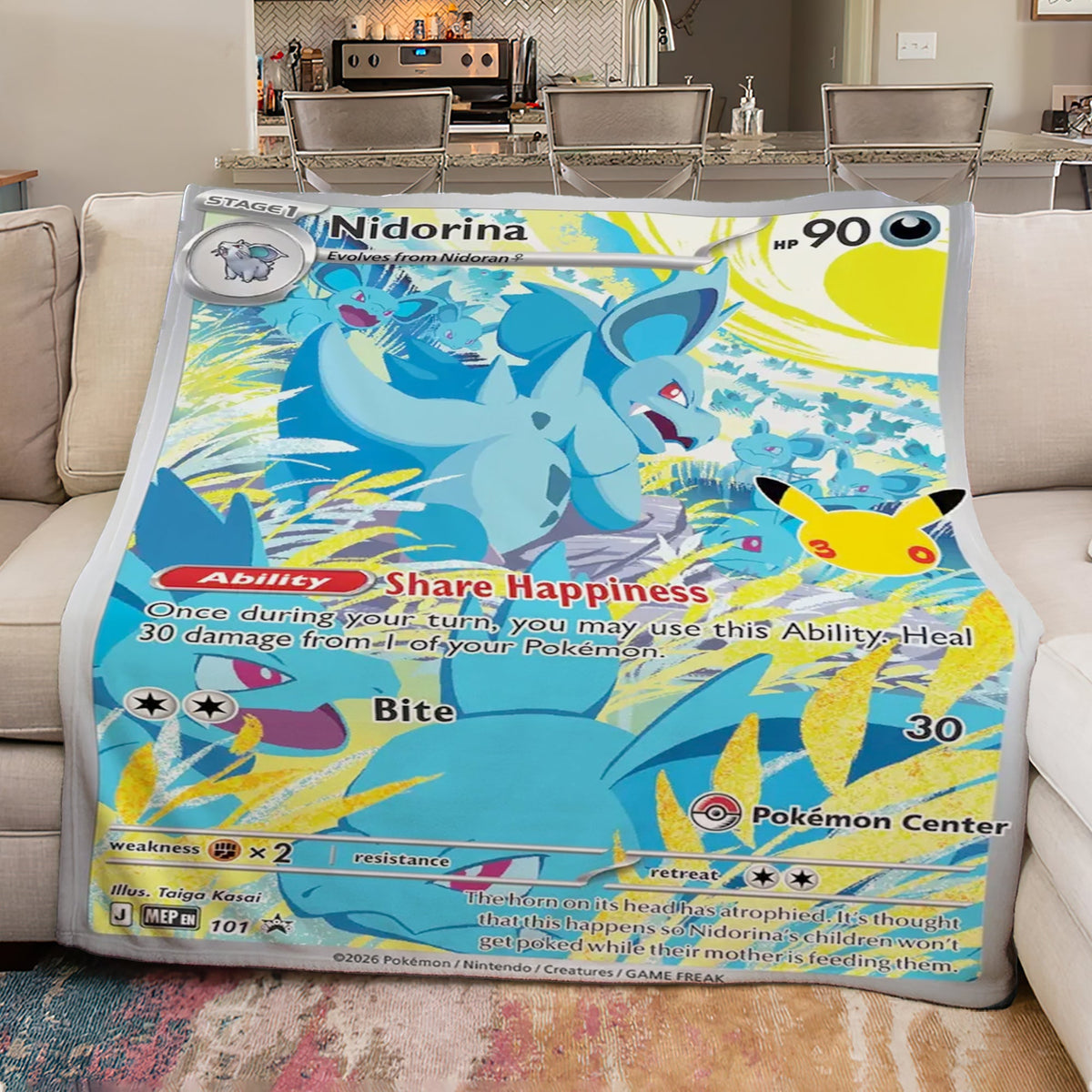 PKM Nidoria 30th Anniversary Custom Fleece Blanket