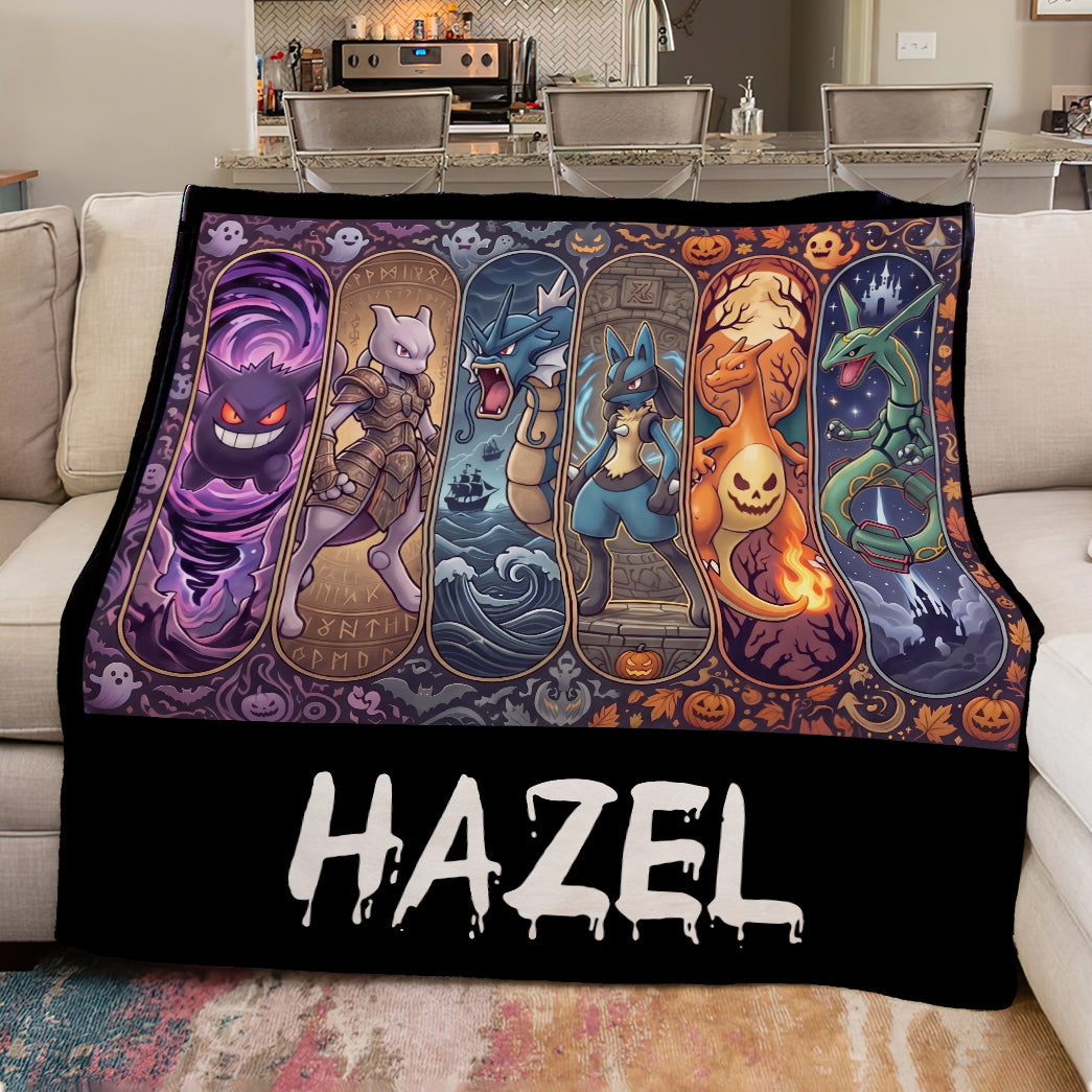 Personalized Halloween PKM Fleece Blanket