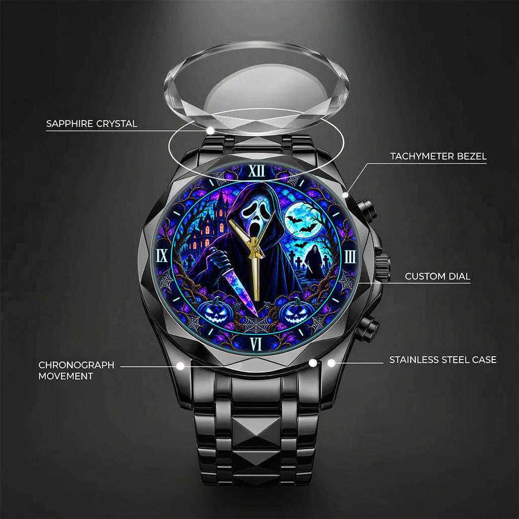 Halloween Neon Ghost Face Custom Watch
