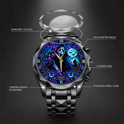 Halloween Neon Ghost Face Custom Watch