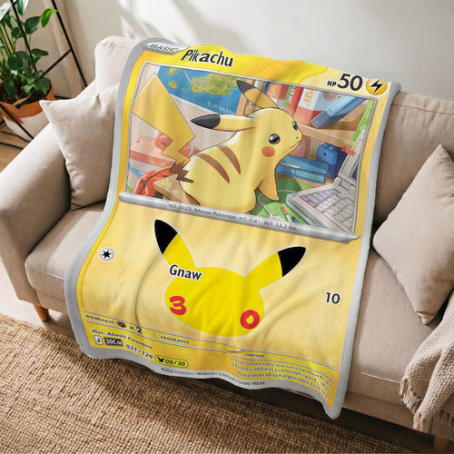 PKM Pikachu 30th Anniversary Custom Fleece Blanket