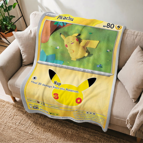 PKM Pikachu 30th Anniversary Custom Fleece Blanket