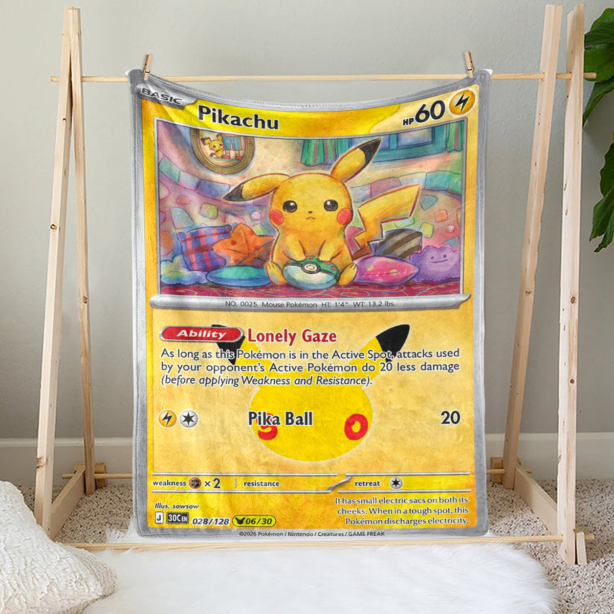PKM Pikachu 30th Anniversary Custom Fleece Blanket